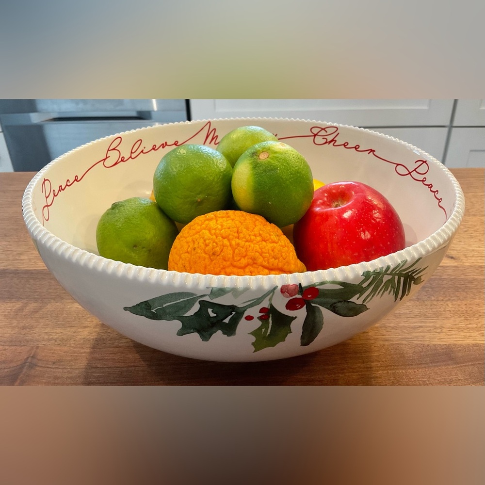 LARGE Better Homes And Gardens Winter Botanical Salad/Fruit Serving Bowl